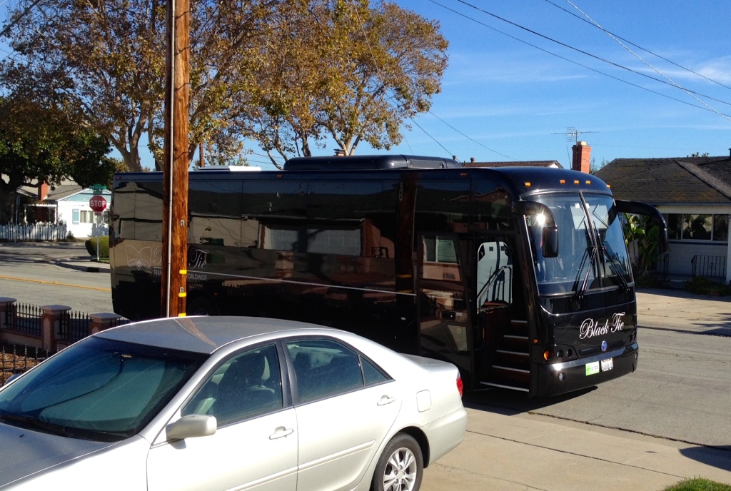 airport bus to SFO on our way to Singapore and Indonesia