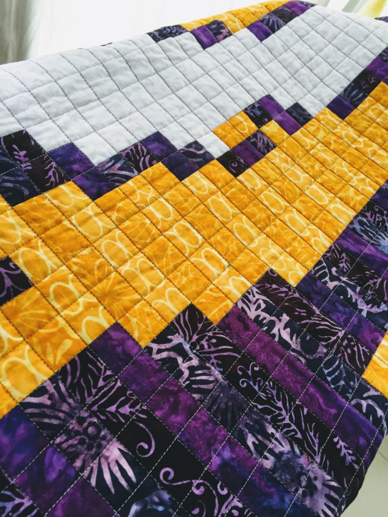 LSU Pixel Quilt Thread Closeup